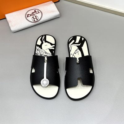 Dép nam Hermes lót in hình da taiga Siêu Cấp