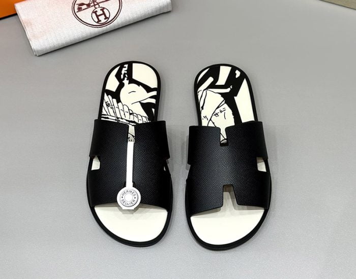 Dép nam Hermes lót in hình da taiga Siêu Cấp
