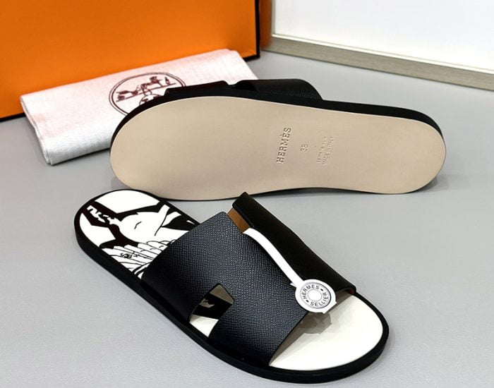 Dép nam Hermes lót in hình da taiga Siêu Cấp