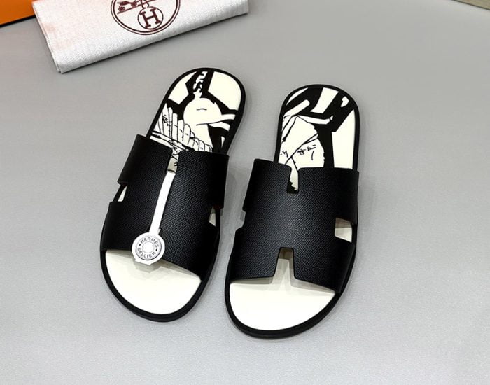 Dép nam Hermes lót in hình da taiga Siêu Cấp