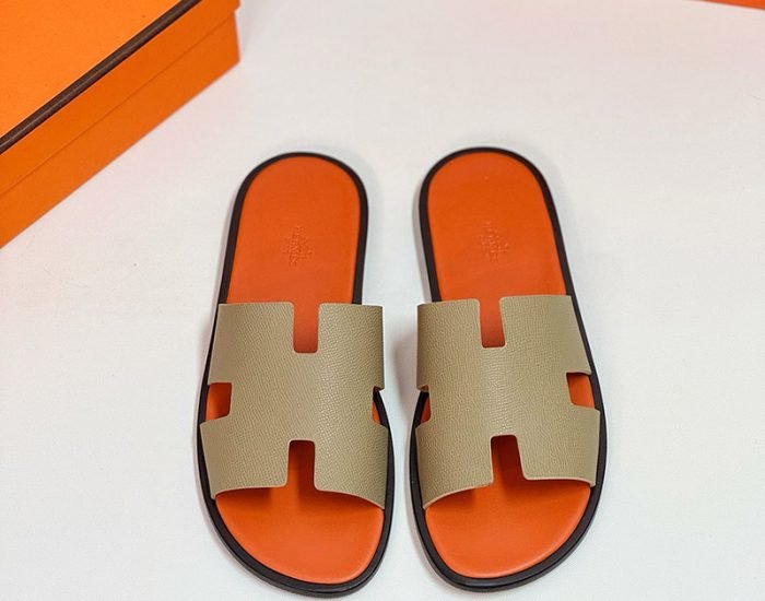 Dép nam Hermes màu bee lót cam Like Auth