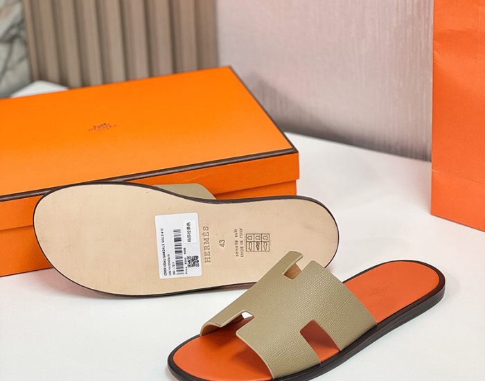 Dép nam Hermes màu bee lót cam Like Auth