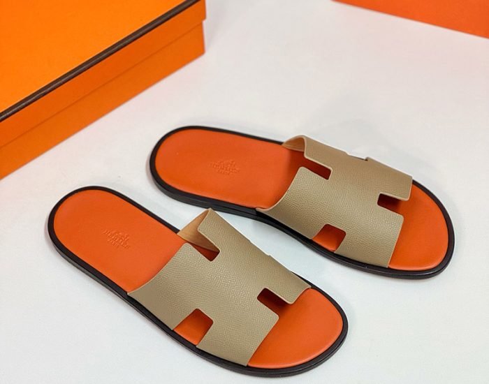 Dép nam Hermes màu bee lót cam Like Auth