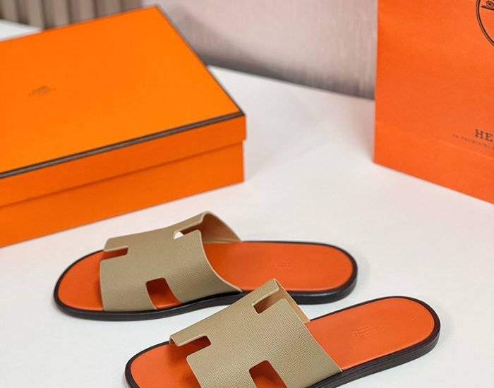 Dép nam Hermes màu bee lót cam Like Auth