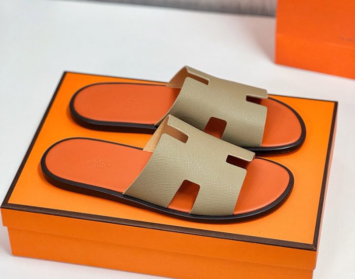 Dép nam Hermes màu bee lót cam Like Auth