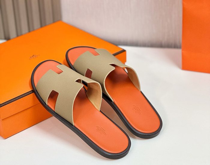 Dép nam Hermes màu bee lót cam Like Auth
