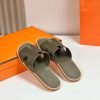 Dép nam Hermes màu rêu phối tag vải Like Auth
