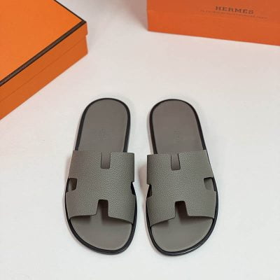 Dép nam Hemes màu xám da nhăn Like Auth