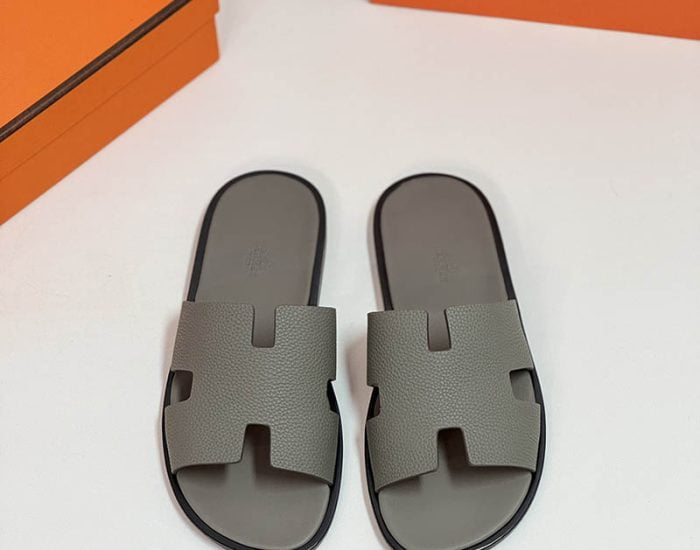 Dép nam Hemes màu xám da nhăn Like Auth