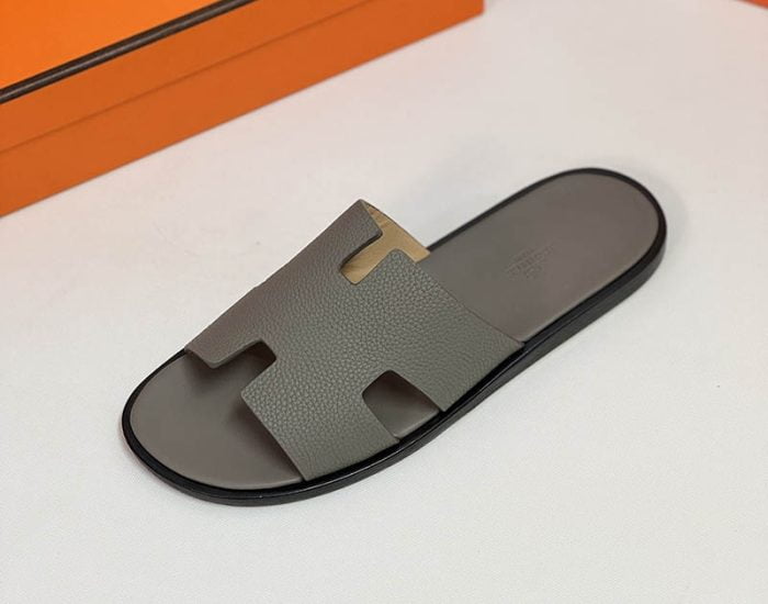 Dép nam Hemes màu xám da nhăn Like Auth