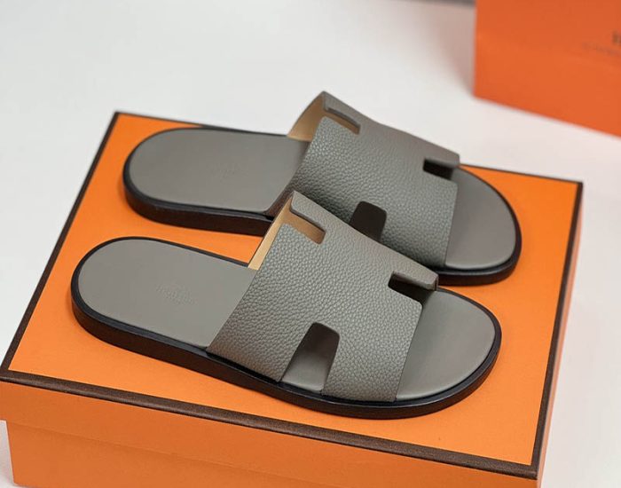 Dép nam Hemes màu xám da nhăn Like Auth