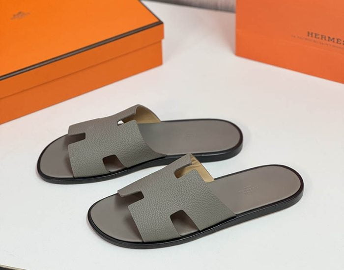 Dép nam Hemes màu xám da nhăn Like Auth