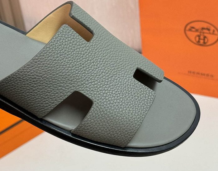 Dép nam Hemes màu xám da nhăn Like Auth