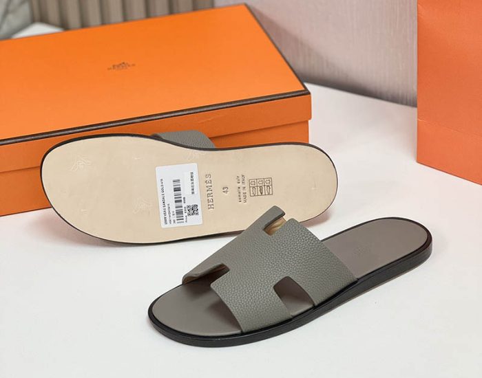 Dép nam Hemes màu xám da nhăn Like Auth