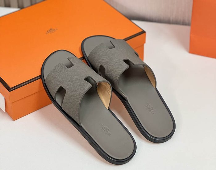 Dép nam Hemes màu xám da nhăn Like Auth