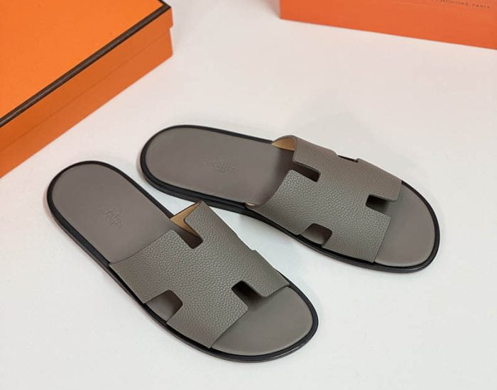 Dép nam Hemes màu xám da nhăn Like Auth