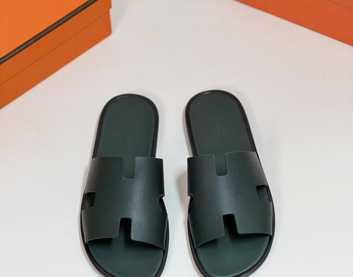 Dép nam Hermes màu xanh rêu da taiga Like Auth