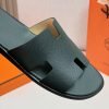 Dép nam Hermes màu xanh rêu da taiga Like Auth