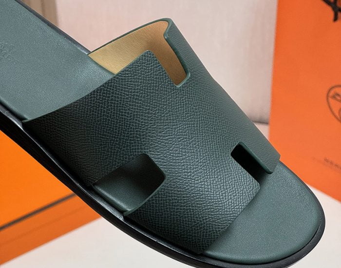 Dép nam Hermes màu xanh rêu da taiga Like Auth