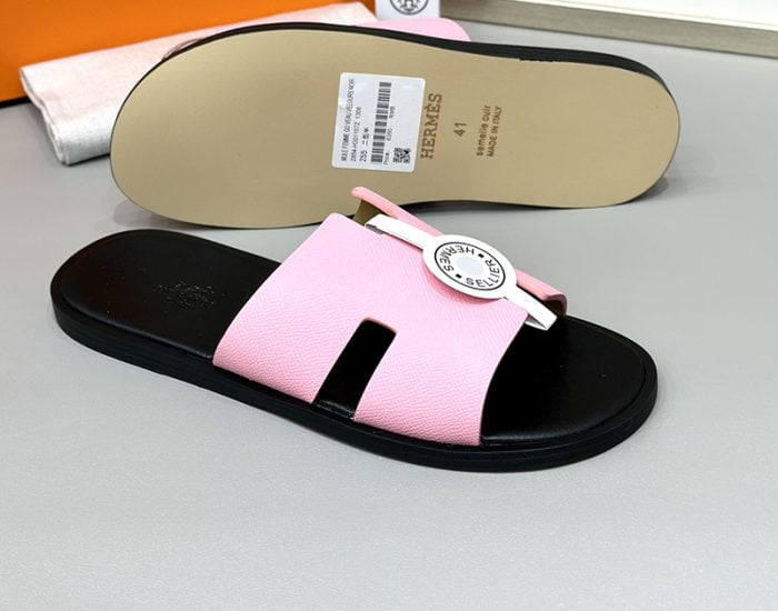 Dép nam Hermes quai hồng lót đen Siêu Cấp