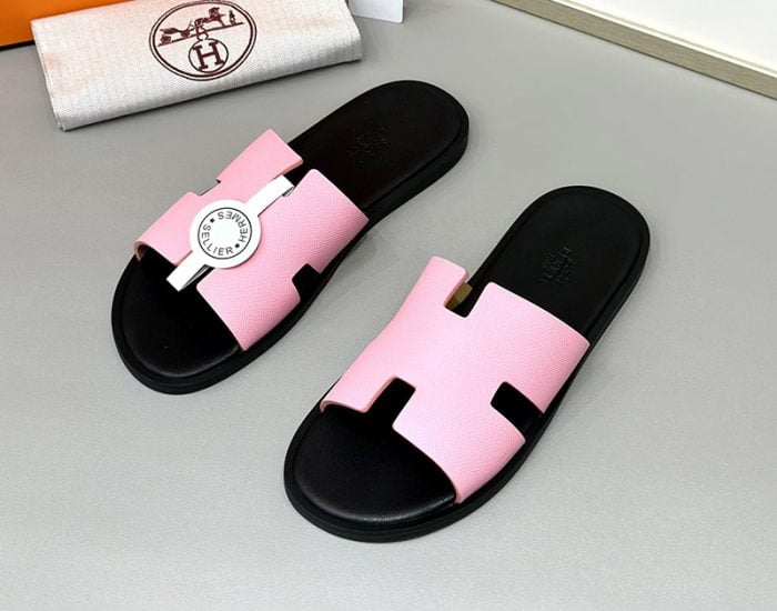 Dép nam Hermes quai hồng lót đen Siêu Cấp