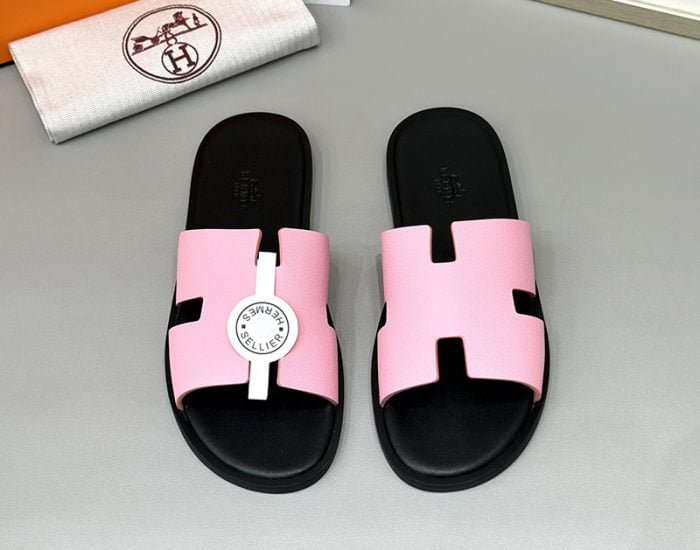 Dép nam Hermes quai hồng lót đen Siêu Cấp