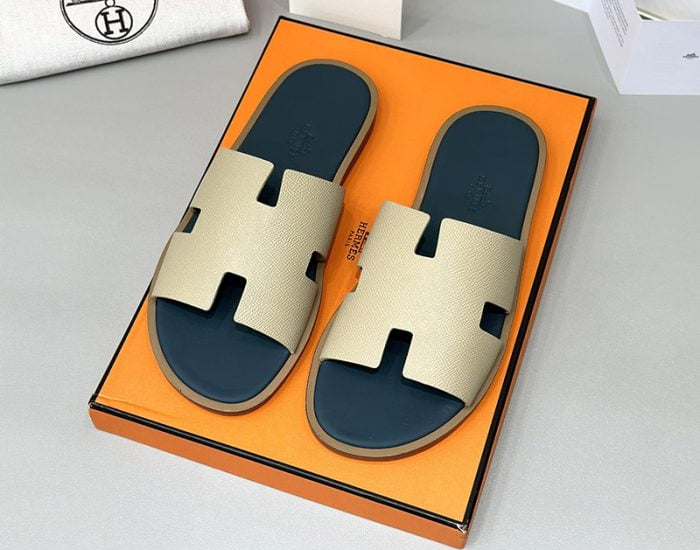 Dép nam Hermes quai màu Bee Lót xanh đế gỗ Like Auth