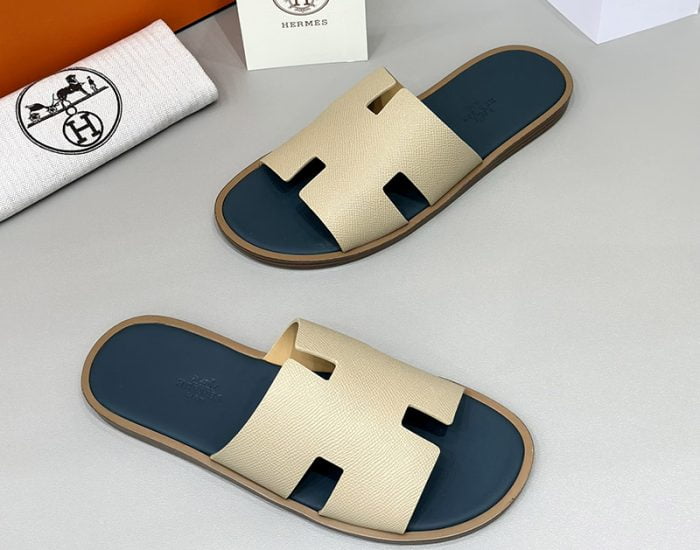 Dép nam Hermes quai màu Bee Lót xanh đế gỗ Like Auth