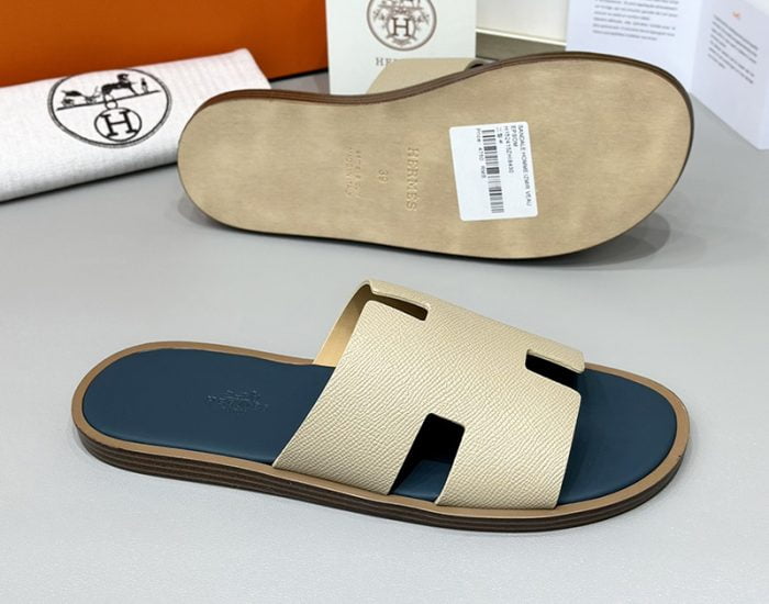 Dép nam Hermes quai màu Bee Lót xanh đế gỗ Like Auth