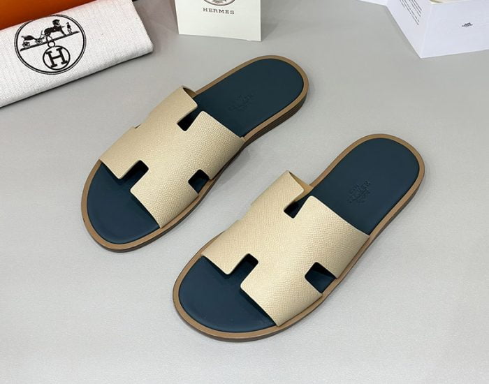 Dép nam Hermes quai màu Bee Lót xanh đế gỗ Like Auth