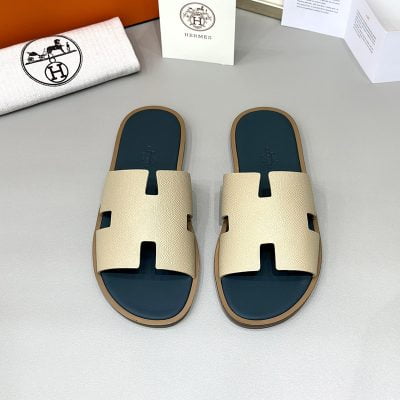 Dép nam Hermes quai màu Bee Lót xanh đế gỗ Like Auth