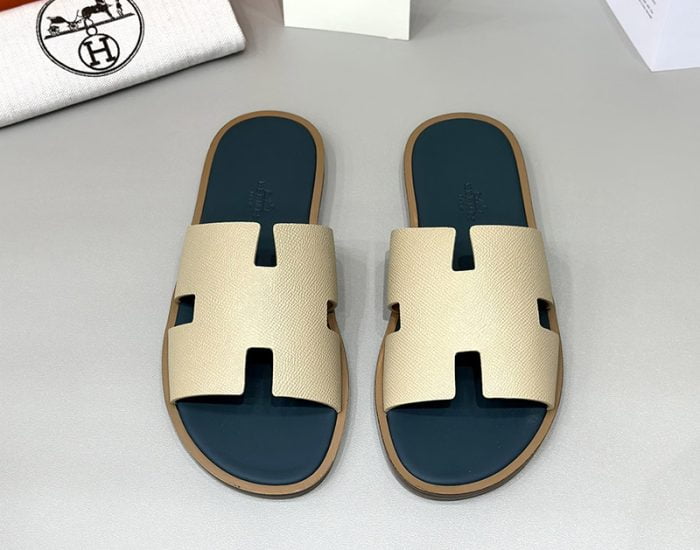 Dép nam Hermes quai màu Bee Lót xanh đế gỗ Like Auth