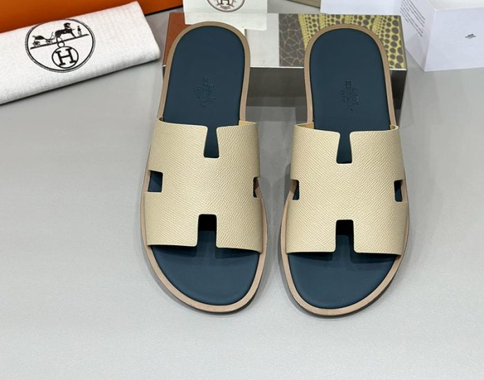 Dép nam Hermes quai màu Bee Lót xanh đế gỗ Like Auth