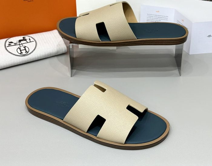 Dép nam Hermes quai màu Bee Lót xanh đế gỗ Like Auth