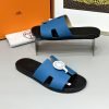 Dép nam Hermes lót đen quai xanh Siêu Cấp
