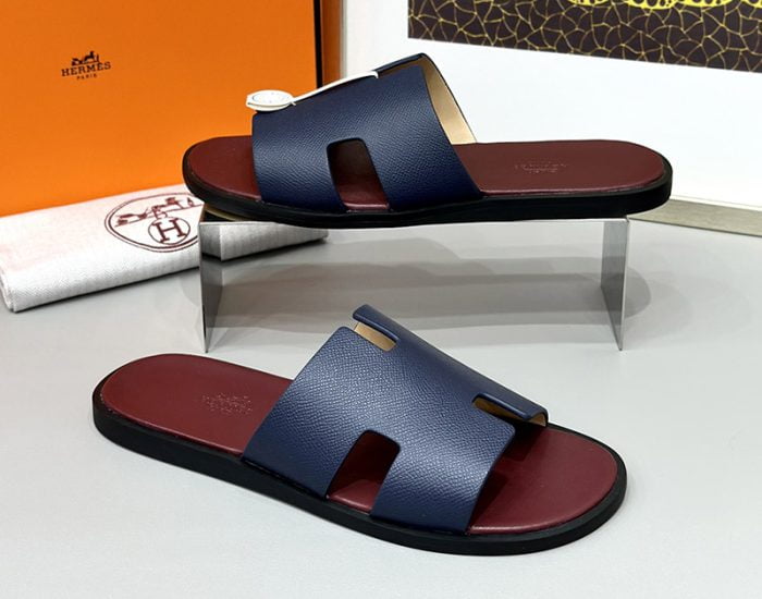 Dép nam Hermes lót đỏ quai xanh Siêu Cấp