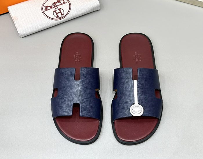 Dép nam Hermes lót đỏ quai xanh Siêu Cấp
