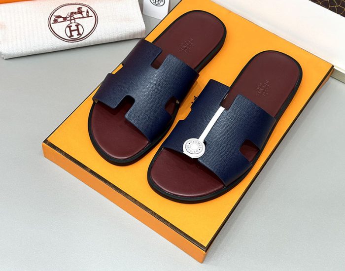 Dép nam Hermes lót đỏ quai xanh Siêu Cấp