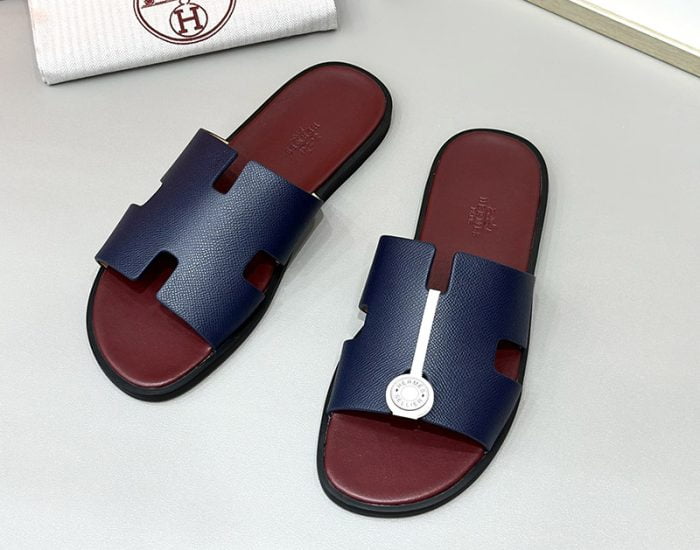 Dép nam Hermes lót đỏ quai xanh Siêu Cấp