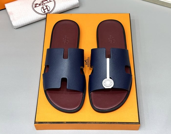 Dép nam Hermes lót đỏ quai xanh Siêu Cấp