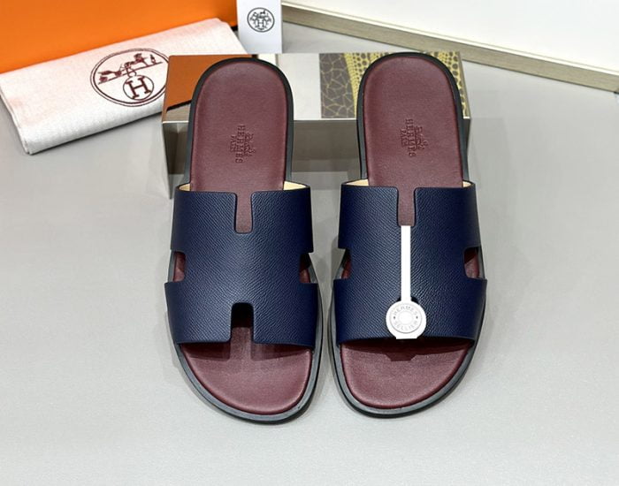 Dép nam Hermes lót đỏ quai xanh Siêu Cấp