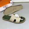 Dép nam Hermes lót xanh rêu quai màu bee Siêu Cấp
