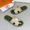 Dép nam Hermes lót xanh rêu quai màu bee Siêu Cấp