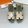 Dép nam Hermes lót xanh rêu quai màu bee Siêu Cấp