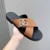 Dép quai chéo Dolce Gabbana màu nâu logo chữ Like Auth