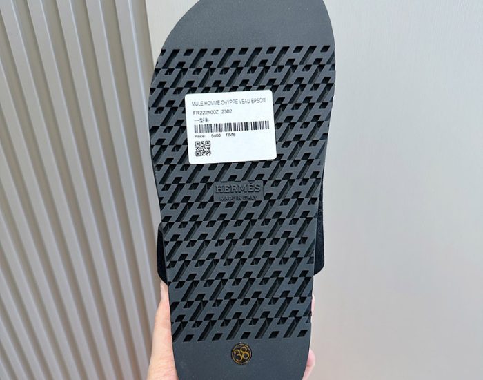 Dép quai hậu Hermes da lì màu đen Like Auth