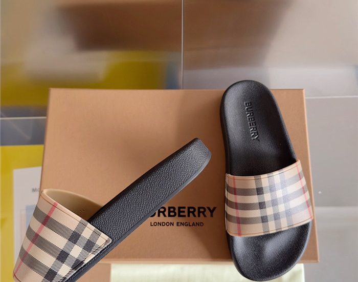 Dép Burberry Vintage Check Print Slides Archive Beige Like Auth