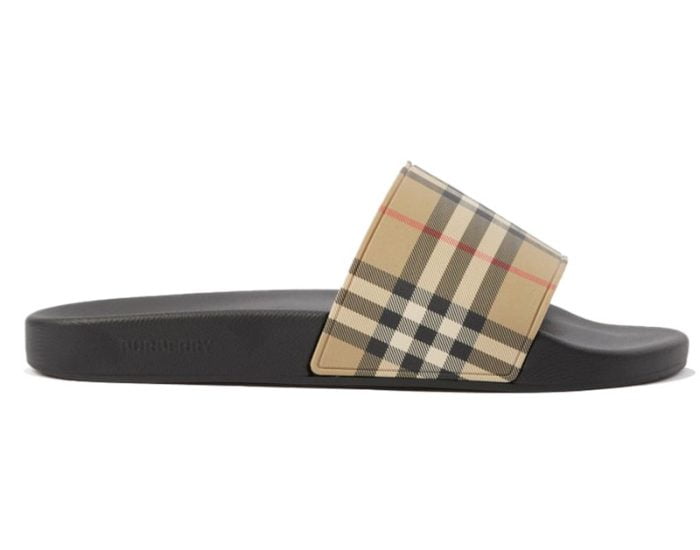 Dép Burberry Vintage Check Print Slides Archive Beige Like Auth