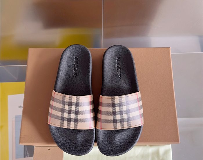 Dép Burberry Vintage Check Print Slides Archive Beige Like Auth