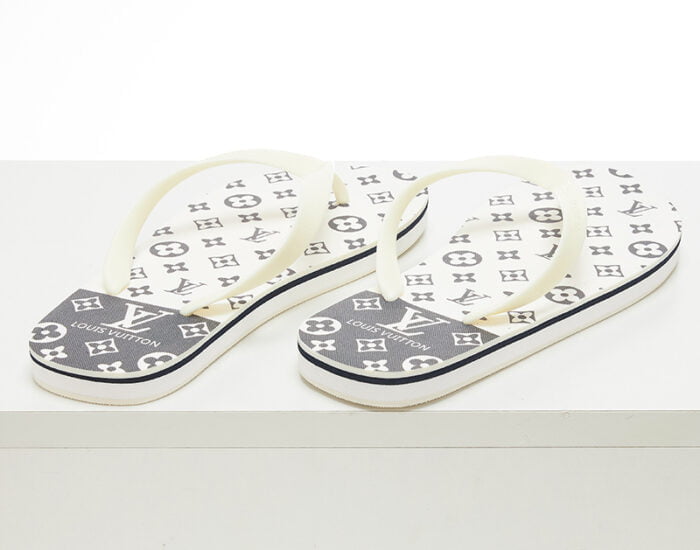 Dép Louis Vuitton trắng họa tiết hoa Monogram